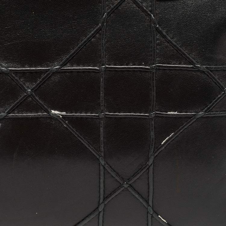 Pre Owned Dior Black Cannage Leather Small Soft Lady Dior Shopping Tote