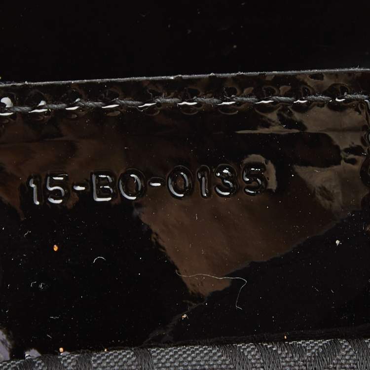 Pre Owned Dior Black Cannage Patent Leather Medium Lady Dior Tote