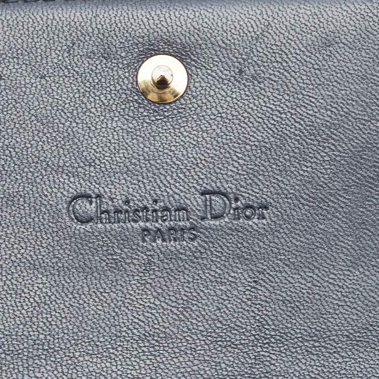 Pre Owned Dior Metallic Gold Microcannage Patent Leather Croisiere Wallet On Chain