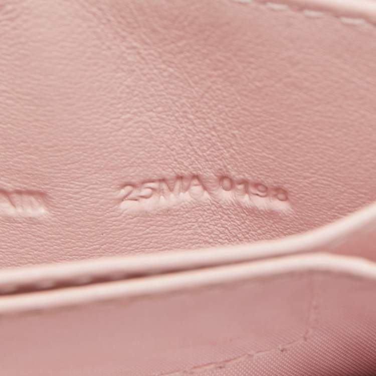 Pre Owned Dior Pink Cannage Patent Leather Lady Dior 5 Gusset Card Holder