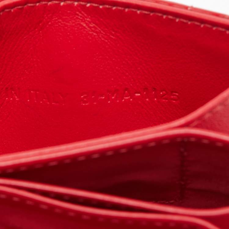 Pre Owned  Dior Red Cannage Patent Leather Lady Dior Gusset Card Case 