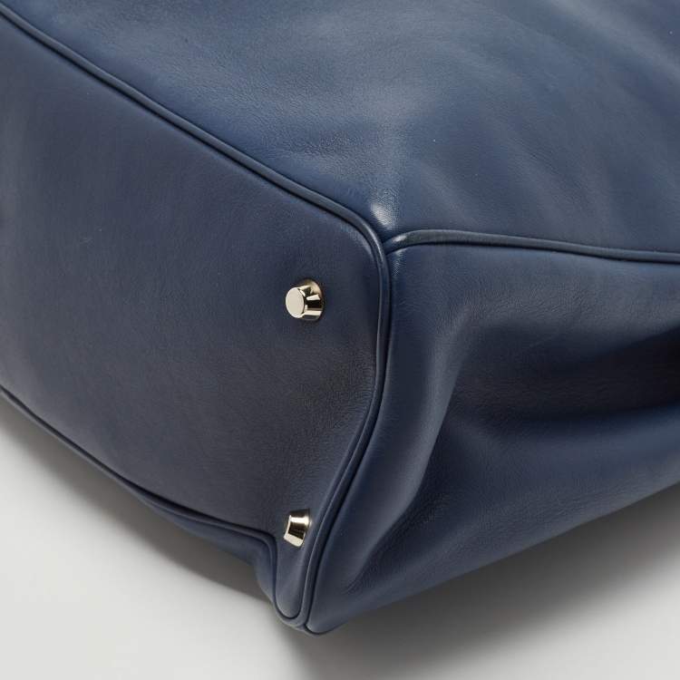 Pre Owned Dior Navy Blue Leather Extra Large Diorissimo Shopper Tote