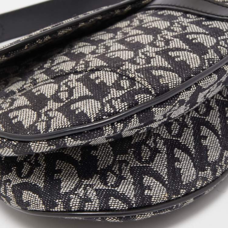 Pre Owned Dior Black Oblique Canvas and Leather Saddle Bag