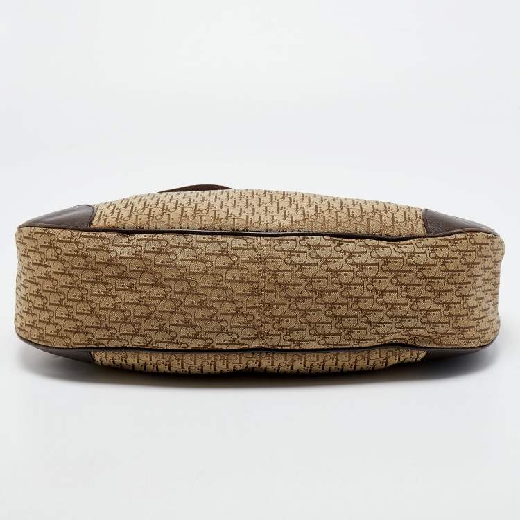 Pre Owned Dior Two Tone Brown Diorissimo Canvas and Leather Hobo