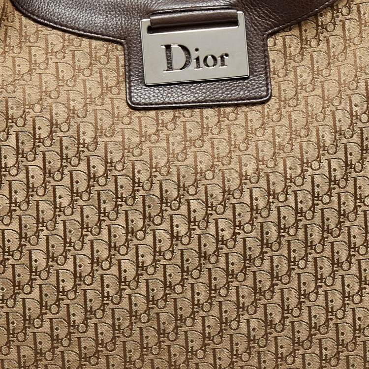 Pre Owned Dior Two Tone Brown Diorissimo Canvas and Leather Hobo