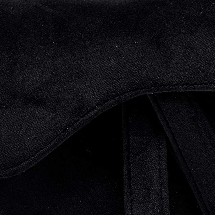 Pre Owned Dior Black Velvet Mini Crystal Embellished Saddle Bag