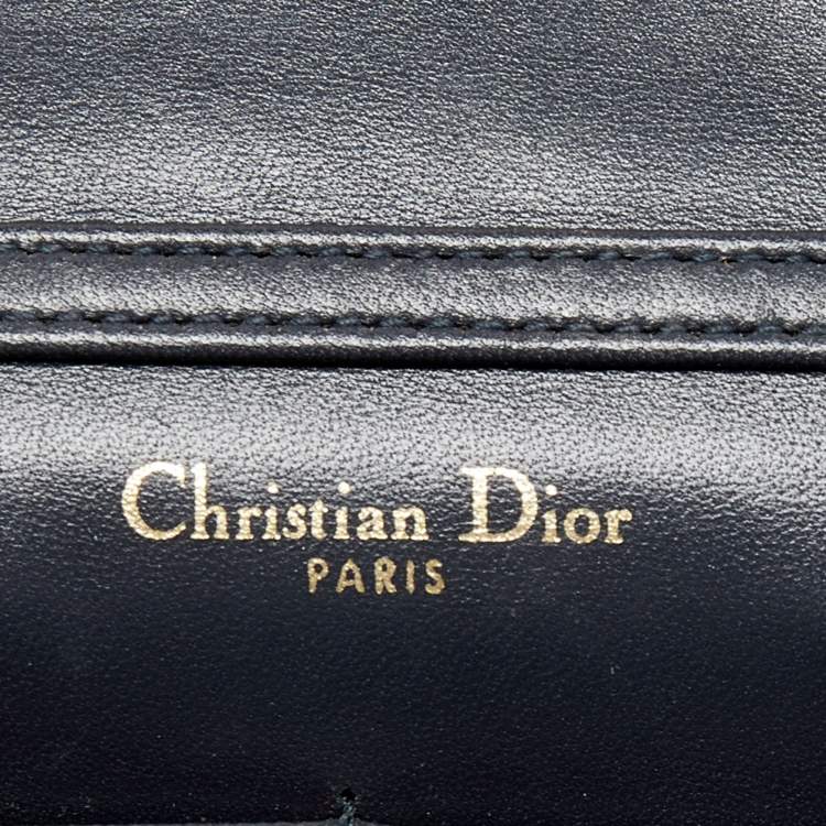 Pre Owned Dior Metallic Beige Micro Cannage Patent Leather Diorama Wallet On Chain