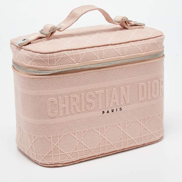 Pre Owned Dior Light Pink Canvas D Lite Vanity Case Bag
