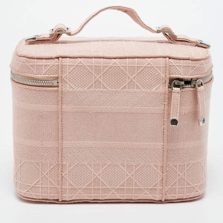 Pre Owned Dior Light Pink Canvas D Lite Vanity Case Bag