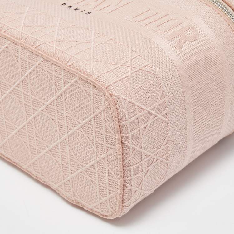 Pre Owned Dior Light Pink Canvas D Lite Vanity Case Bag