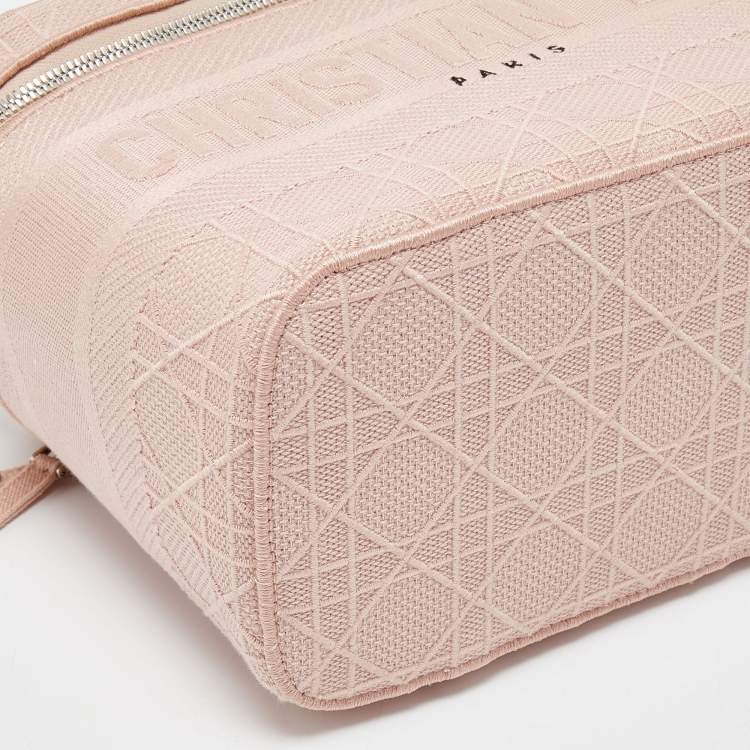Pre Owned Dior Light Pink Canvas D Lite Vanity Case Bag