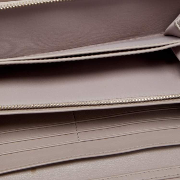 Pre Owned Dior Grey Cannage Patent Leather Lady Dior Wallet on Chain