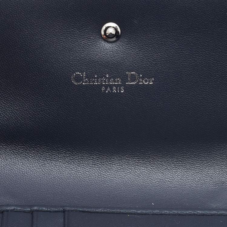 Pre Owned Dior Metallic Micro Cannage Patent Leather Diorama Trifold Wallet
