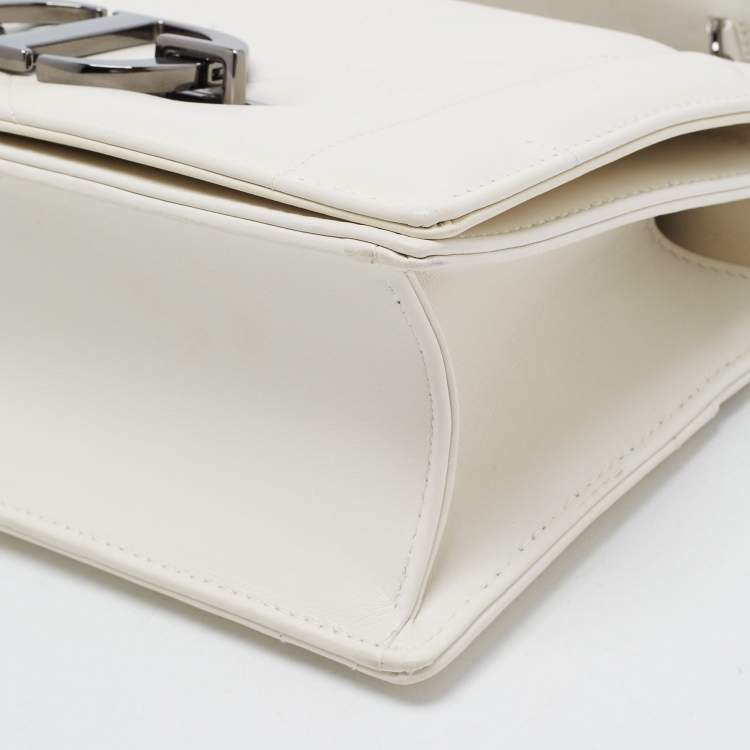 Pre Owned Dior Off White Leather 30 Montaigne Chain Top Handle Bag