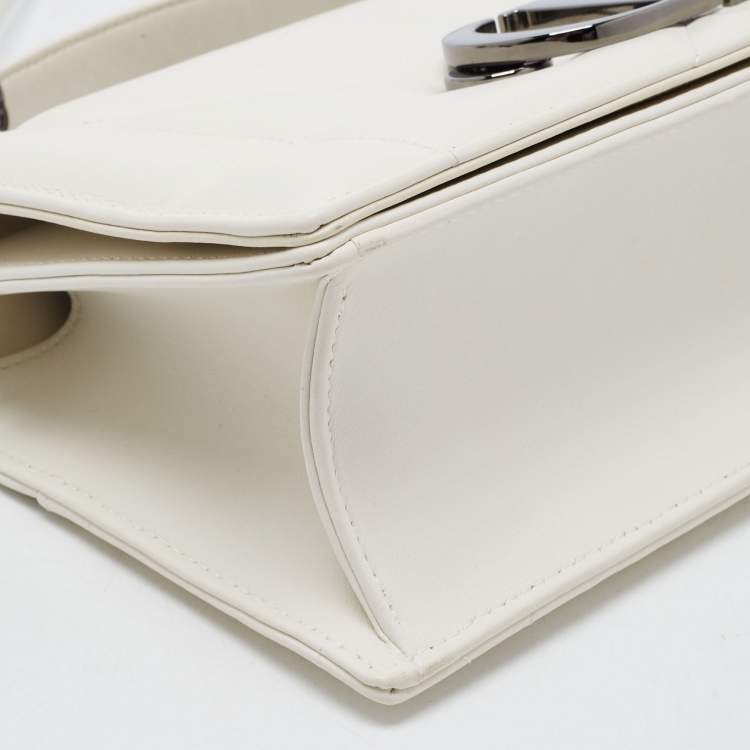 Pre Owned Dior Off White Leather 30 Montaigne Chain Top Handle Bag