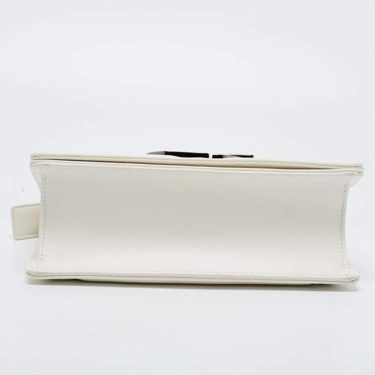 Pre Owned Dior Off White Leather 30 Montaigne Chain Top Handle Bag