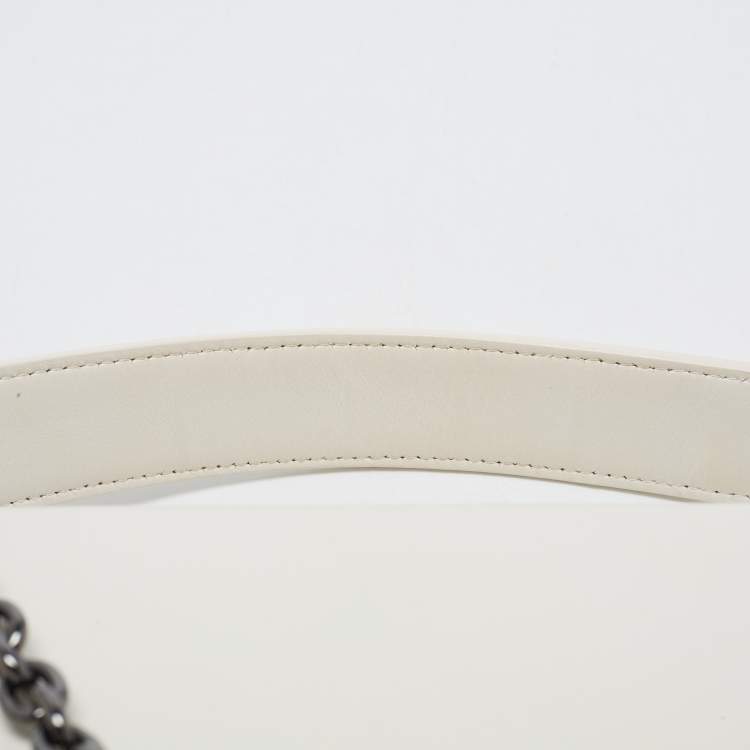 Pre Owned Dior Off White Leather 30 Montaigne Chain Top Handle Bag