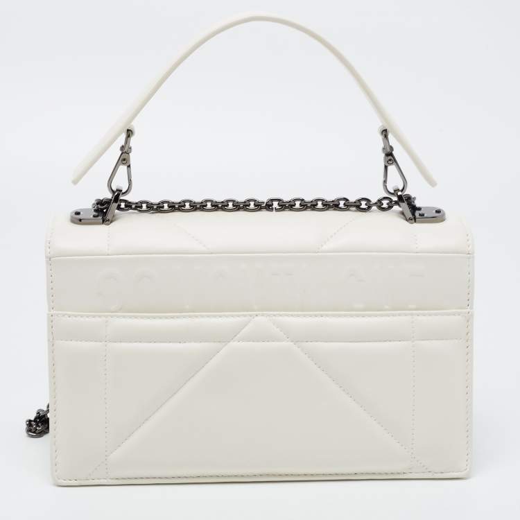 Pre Owned Dior Off White Leather 30 Montaigne Chain Top Handle Bag