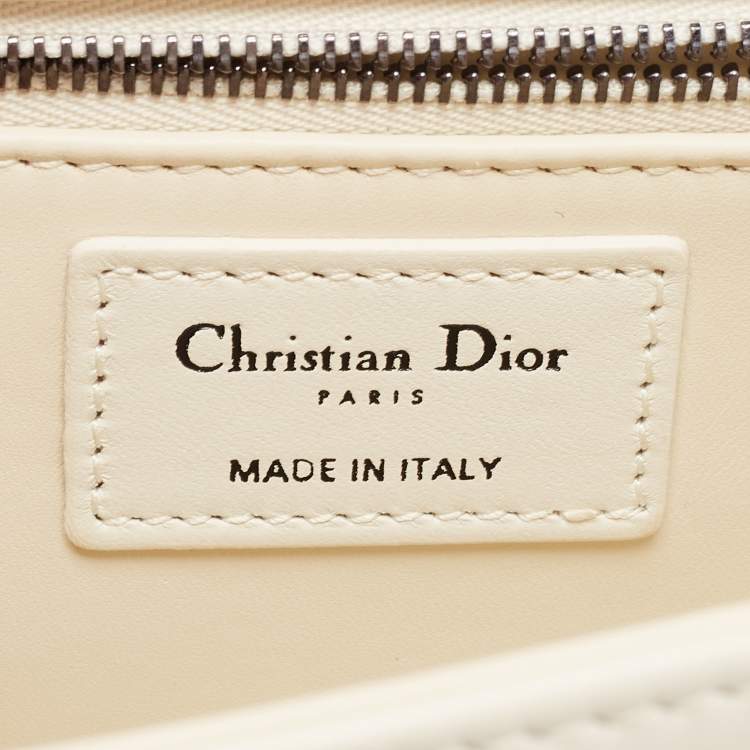 Pre Owned Dior Off White Leather 30 Montaigne Chain Top Handle Bag