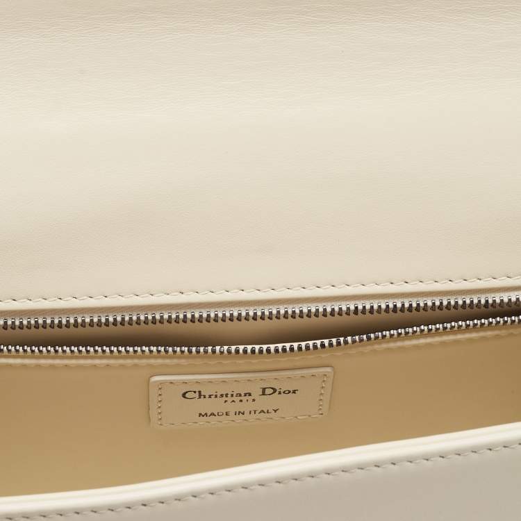 Pre Owned Dior Off White Leather 30 Montaigne Chain Top Handle Bag
