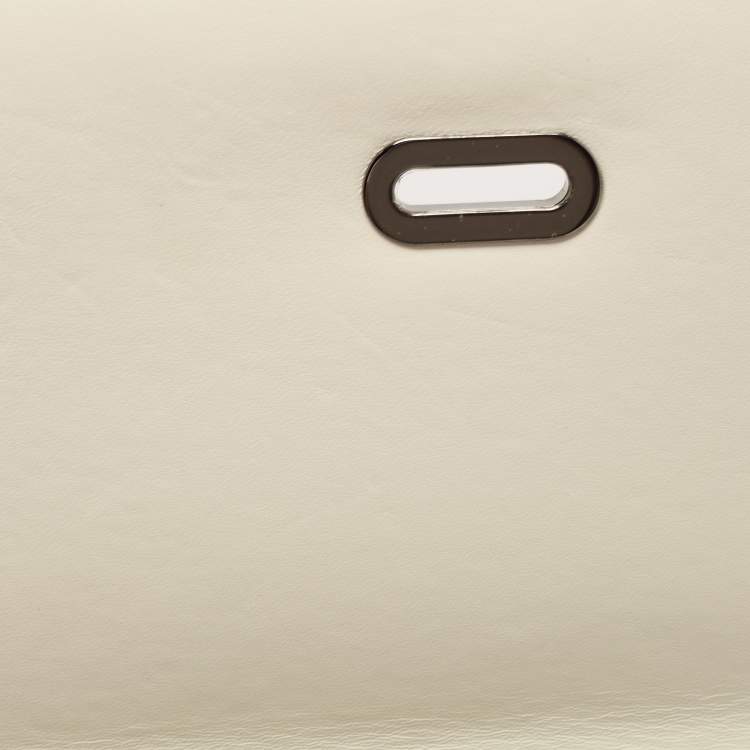 Pre Owned Dior Off White Leather 30 Montaigne Chain Top Handle Bag