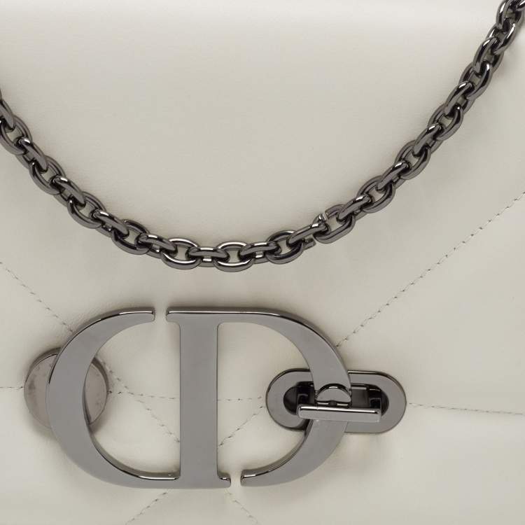 Pre Owned Dior Off White Leather 30 Montaigne Chain Top Handle Bag