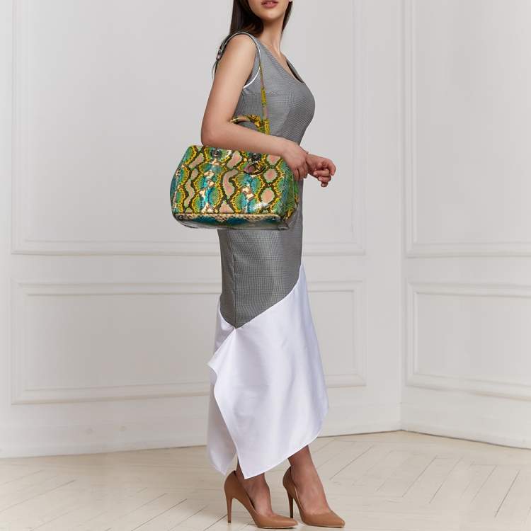 Pre Owned Dior Multicolor Python Medium Diorissimo Shopper Tote