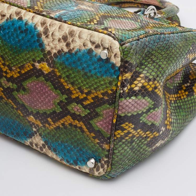 Pre Owned Dior Multicolor Python Medium Diorissimo Shopper Tote