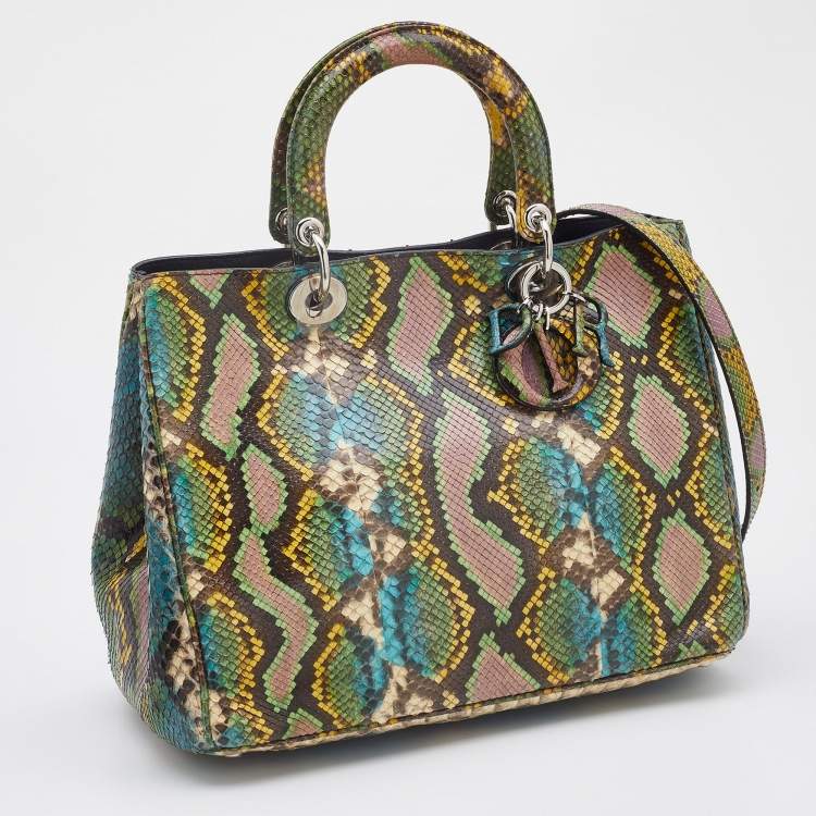 Pre Owned Dior Multicolor Python Medium Diorissimo Shopper Tote