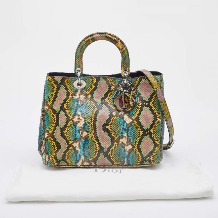 Pre Owned Dior Multicolor Python Medium Diorissimo Shopper Tote