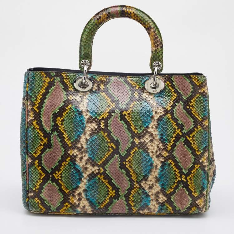 Pre Owned Dior Multicolor Python Medium Diorissimo Shopper Tote
