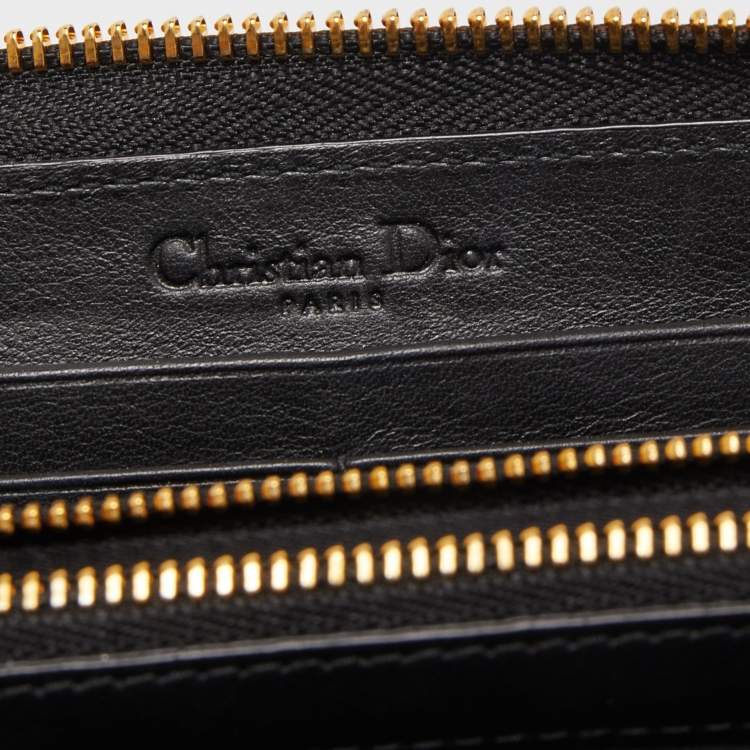 Pre Owned Dior Black Cannage Patent Leather Lady Dior Continental Wallet