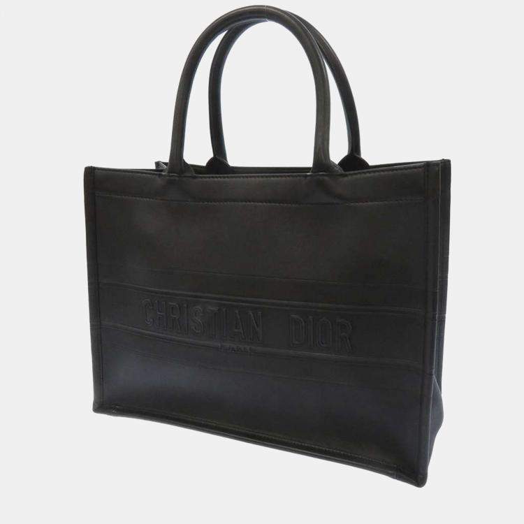 Dior Black Leather Medium Embossed Book Tote Bag Dior The Luxury Closet