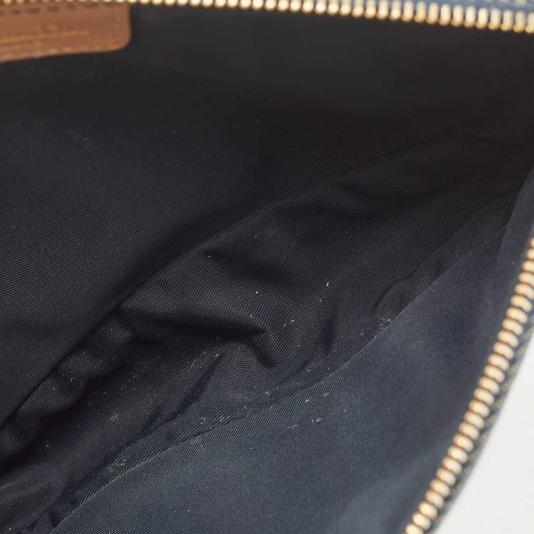 Pre Owned Dior Blue/Beige Denim Mini Saddle Bag