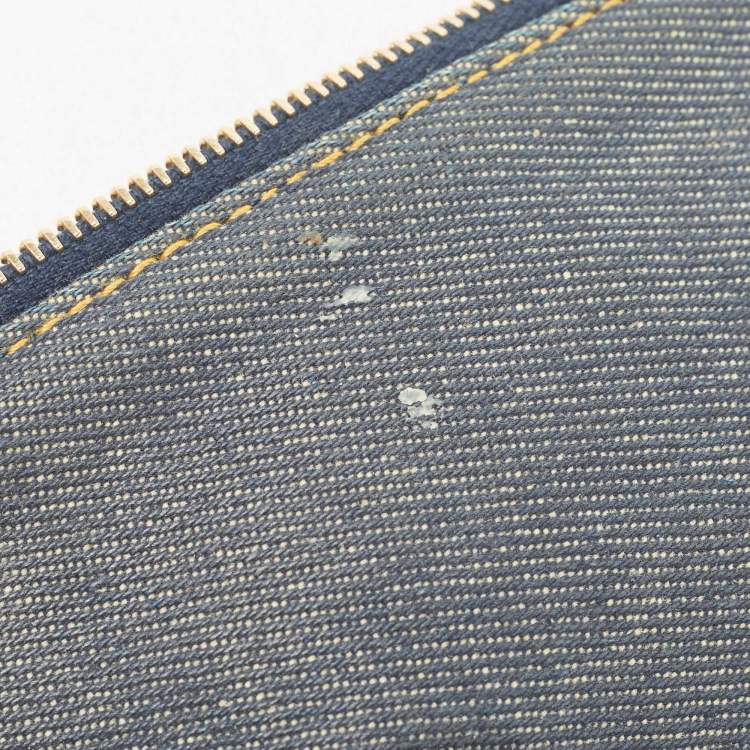 Pre Owned Dior Blue/Beige Denim Mini Saddle Bag