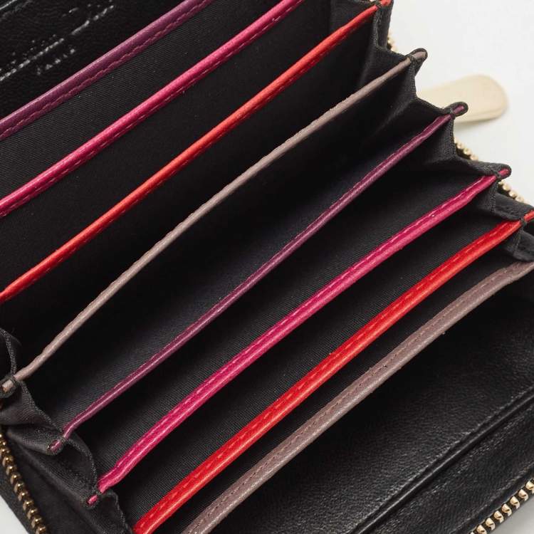 Pre Owned Dior Black Cannage Leather Compact Zip Around Wallet