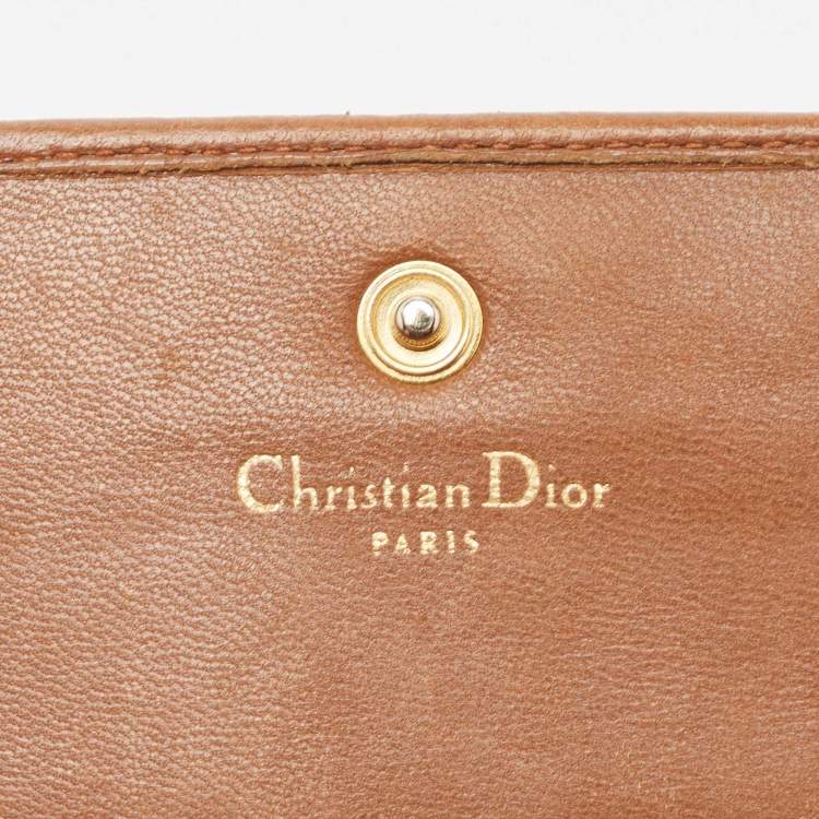 Pre Owned Dior Brown Cannage Leather Double Flap Continental Wallet
