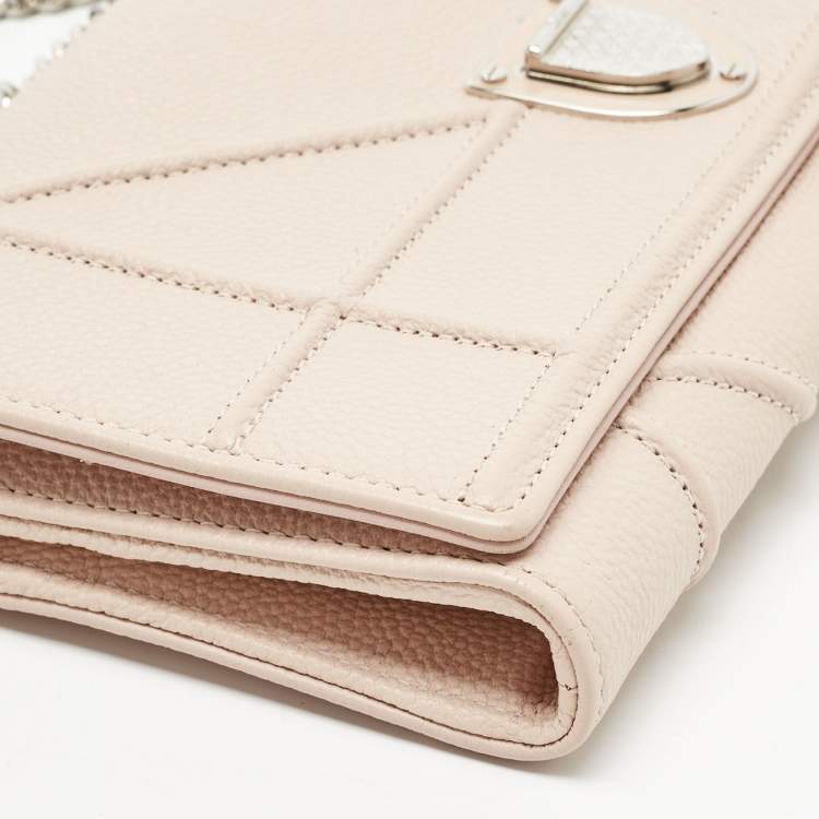 Pre Owned Dior Beige Leather Diorama Wallet on Chain