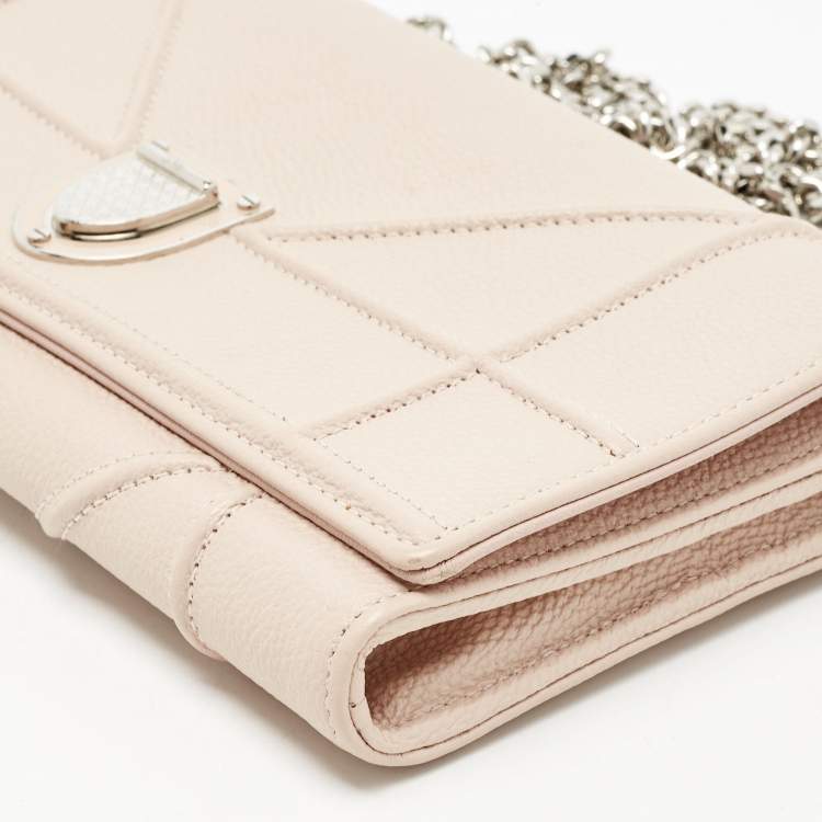 Pre Owned Dior Beige Leather Diorama Wallet on Chain
