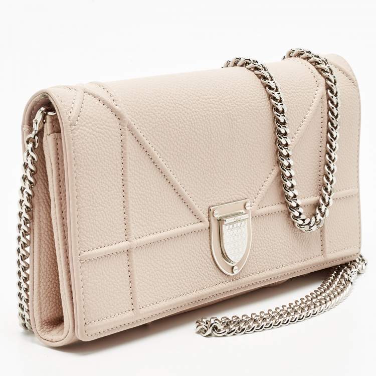 Pre Owned Dior Beige Leather Diorama Wallet on Chain