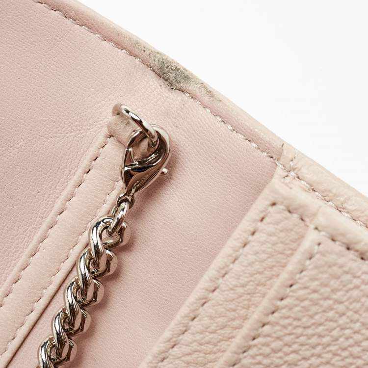 Pre Owned Dior Beige Leather Diorama Wallet on Chain