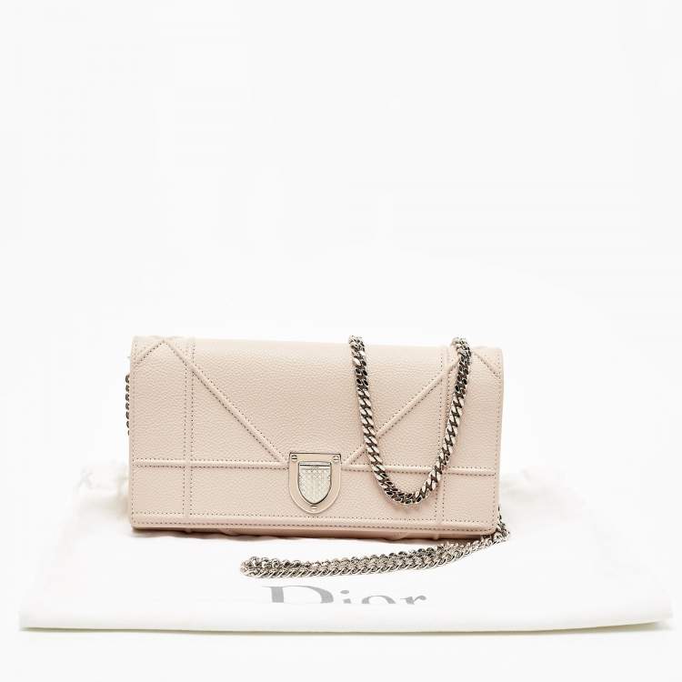 Pre Owned Dior Beige Leather Diorama Wallet on Chain