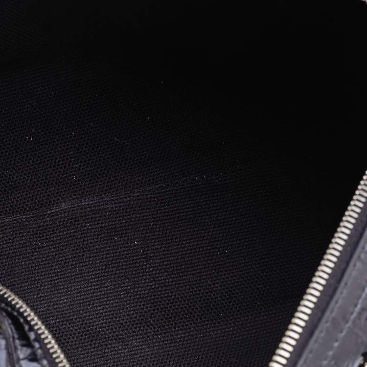 Pre Owned Dior Black Oblique Monogram Patent Leather Boston Bag