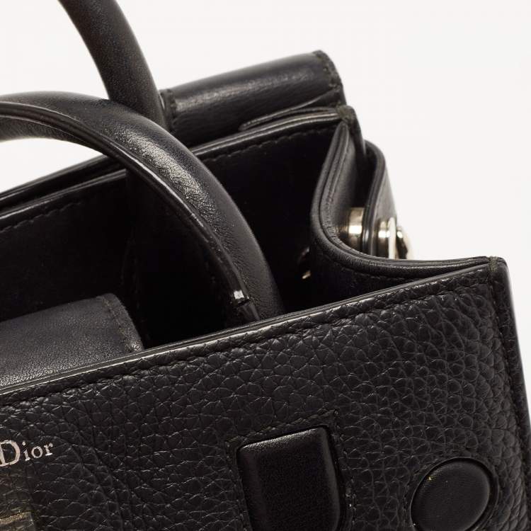 Pre Owned Dior Black Pebbled Leather Mini Diorever Top Handle Bag