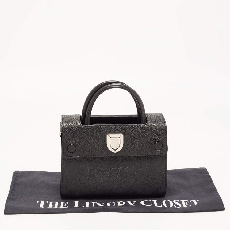 Pre Owned Dior Black Pebbled Leather Mini Diorever Top Handle Bag