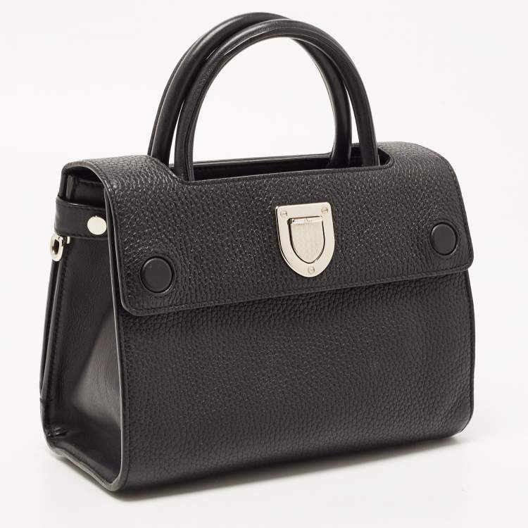 Pre Owned Dior Black Pebbled Leather Mini Diorever Top Handle Bag