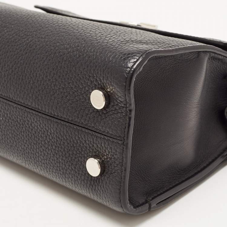 Pre Owned Dior Black Pebbled Leather Mini Diorever Top Handle Bag
