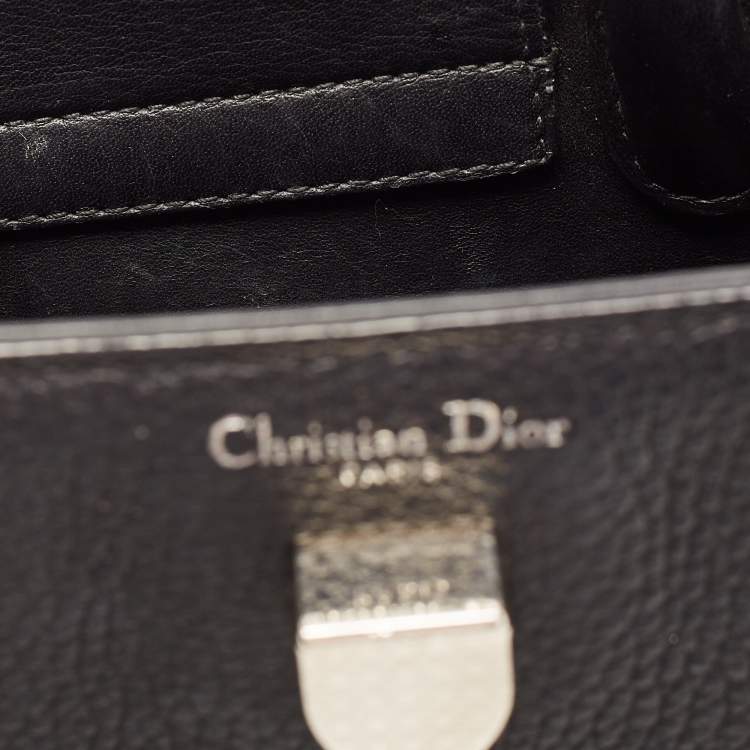 Pre Owned Dior Black Pebbled Leather Mini Diorever Top Handle Bag