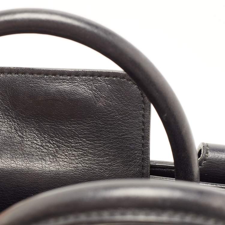 Pre Owned Dior Black Pebbled Leather Mini Diorever Top Handle Bag