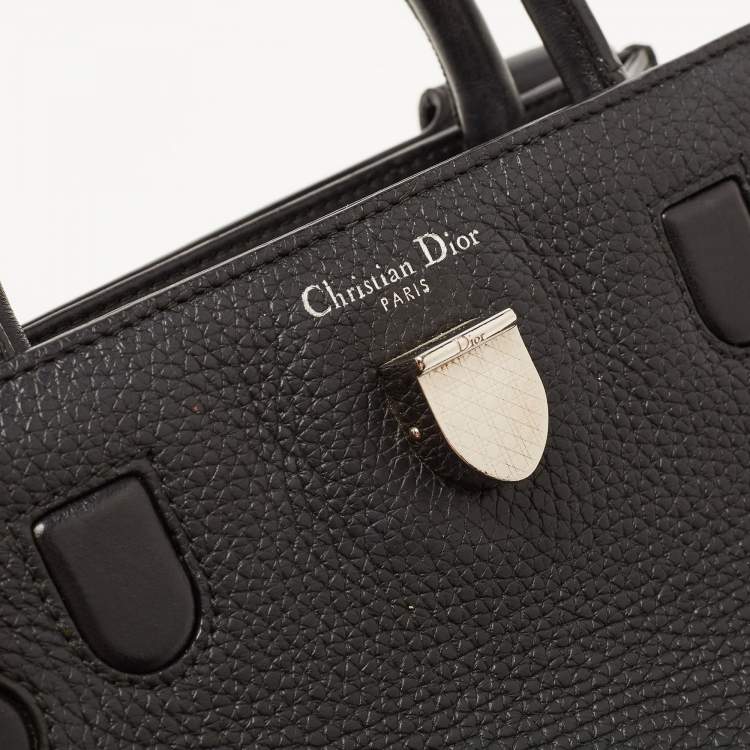 Pre Owned Dior Black Pebbled Leather Mini Diorever Top Handle Bag
